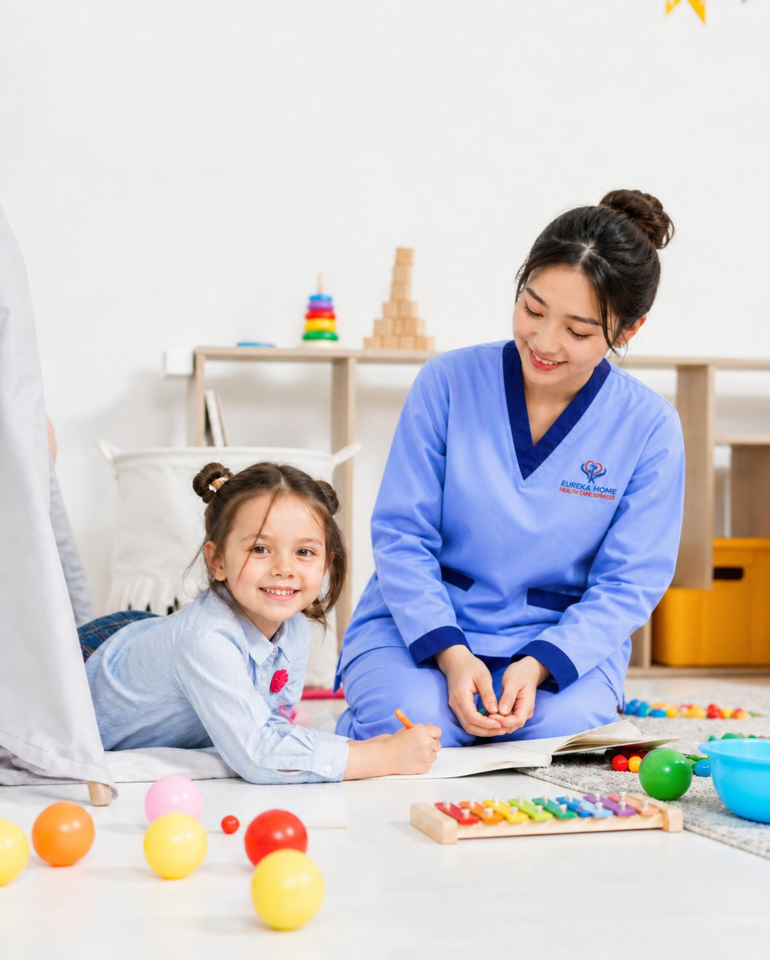 Eureka Home Healthcare babysitter caring for a child in Dubai